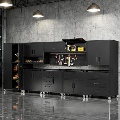 9-Piece Heavy Duty Steel Garage Cabinet System | All-in-One Modular Garage - Image 8