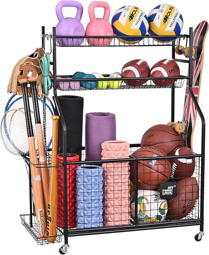 Mythinglogic Sports Equipment Garage Organizer, Garage Ball Storage by Mythinglogic