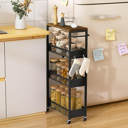 Vincona 7.1" Wide Slim Rolling Utility Cart, 4 Tier Metal Narrow Storage Cart - Image 8