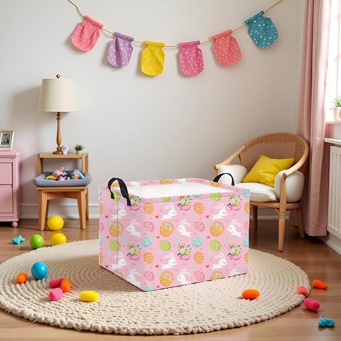 Rectangular Easter Basket for Home Kitchen Baby Girls Basket Cute Storage Bin - Image 4