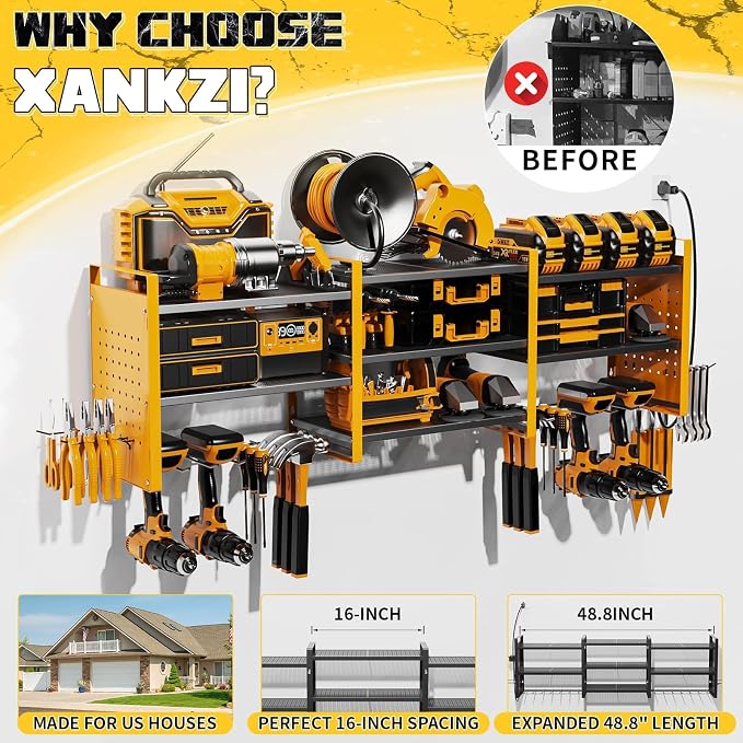 Power Tool Organizer with Charging Station Wall Mount, 3 Layer Expanded Heavy - Image 5