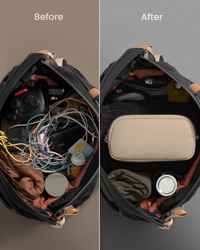 tomtoc Electronics Organizer Travel Case, Water Resistant Travel Bag Cable - Image 4