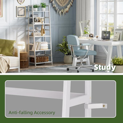 Ladder Shelf, 5-Tier Bookshelf, All Bamboo Heavy Duty Bookcase, Freestanding - Image 6