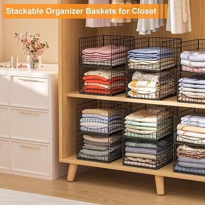 4-Tier Stackable Closet Organizers and Storage Shelves, Clothes Storage Basket - Image 3
