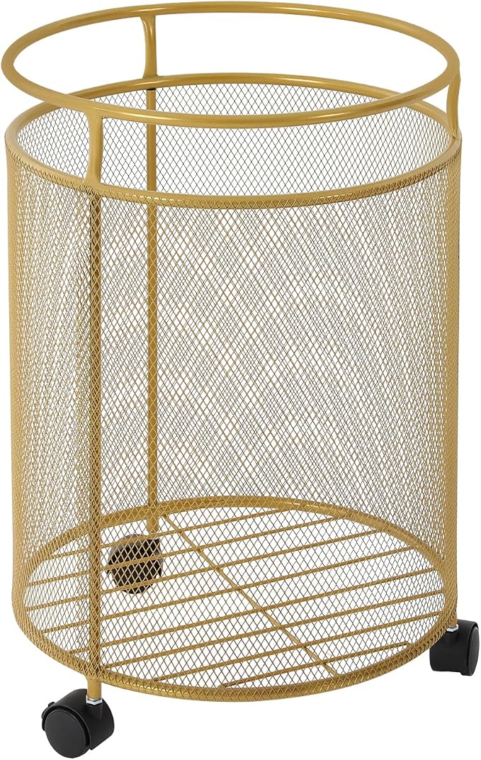 Laundry Hamper with Wheels, Round Metal Laundry Basket Cart, Portable Laundry by Unknown