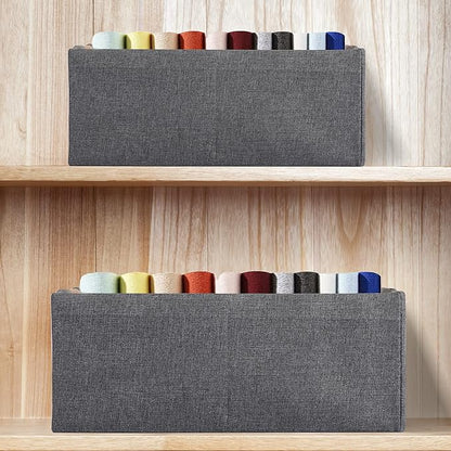 Fabric Storage Bin 3 Pack Foldable Cotton Linen Storage Basket - Image 7