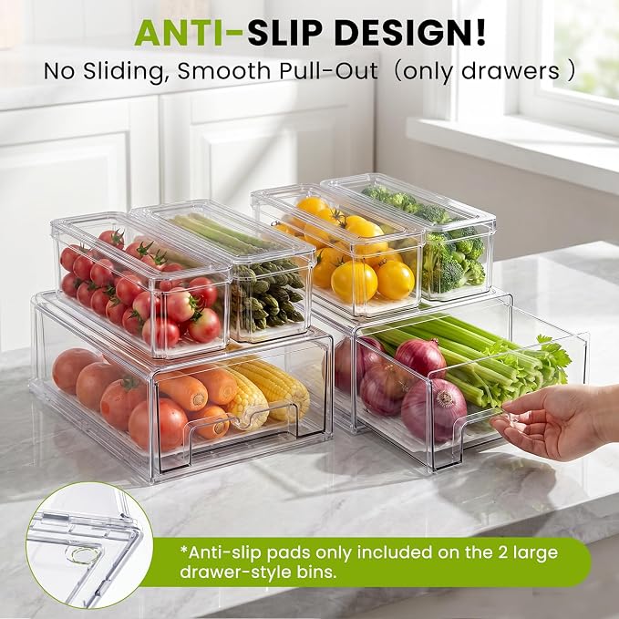 6Pack Fridge Organizers and Storage, Stackable Fridge Organizer Bins - Image 4