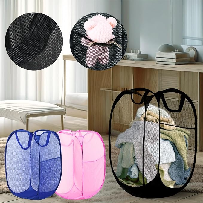Pop Up Laundry Hamper, Mesh Laundry Basket Collapsible, Foldable Hamper - Image 6