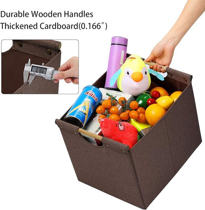 HOONEX Large Collapsible Storage Bins, Linen Fabric, 2 Pack, Storage Baskets - Image 2