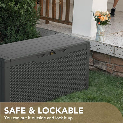 Devoko 100 Gallon Waterproof Large Resin Deck Box Indoor Outdoor Lockable - Image 5