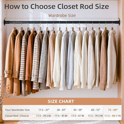 STORAGE MANIAC Closet Rods for Hanging Clothes 17.5 to 89.7 Inches Heavy Duty - Image 6