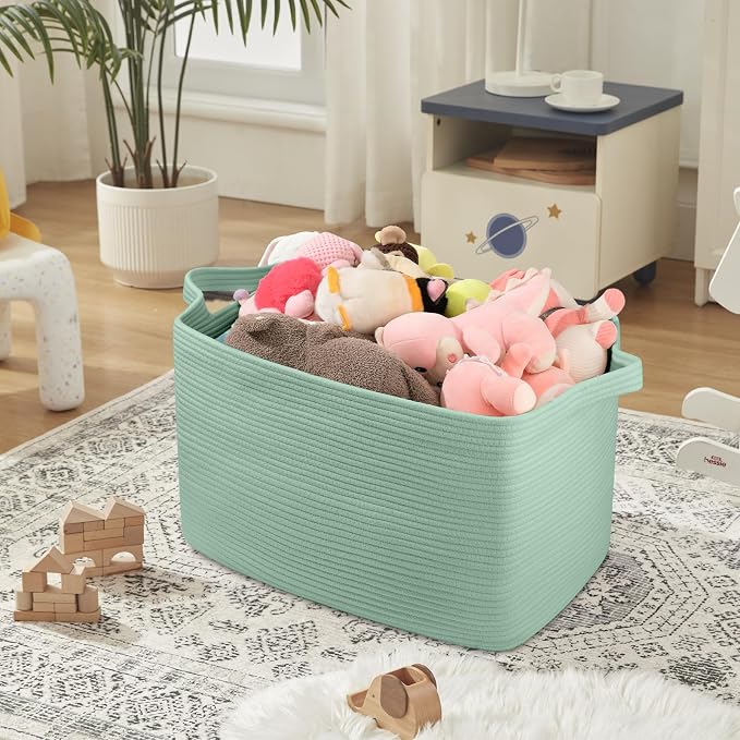 95L Extra Large Blanket Basket, Rectangle Nursery Blanket Storage - Image 4