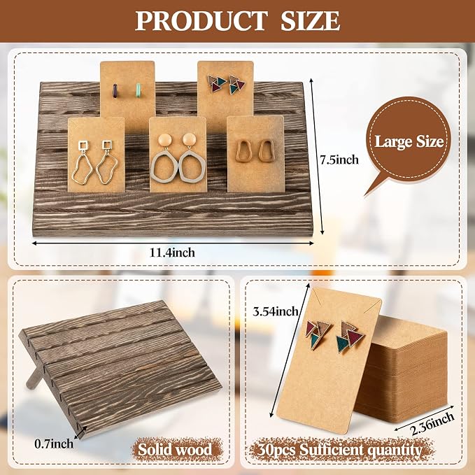 Blulu 31 Pack Wooden Earring Display Stand 7 Slots jewelry Display Holder - Image 2