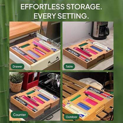 3" Slim 6-in-1 Expandable Storage Bag Organizer Kitchen Drawer - Image 9
