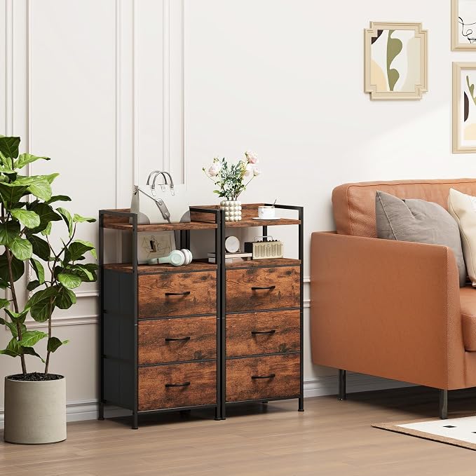 Somdot Nightstand with 3 Drawers, Fabric Dresser - Image 4
