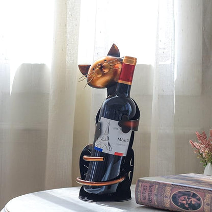 Tooarts Cat Shaped Wine Holder Wine Rack shelf Metal Sculpture Practical Home - Image 6