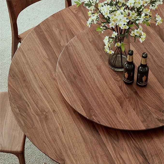 27 Inches Black Walnut Wood Lazy Susan Organizer, Solid Wooden Round Turntable - Image 6