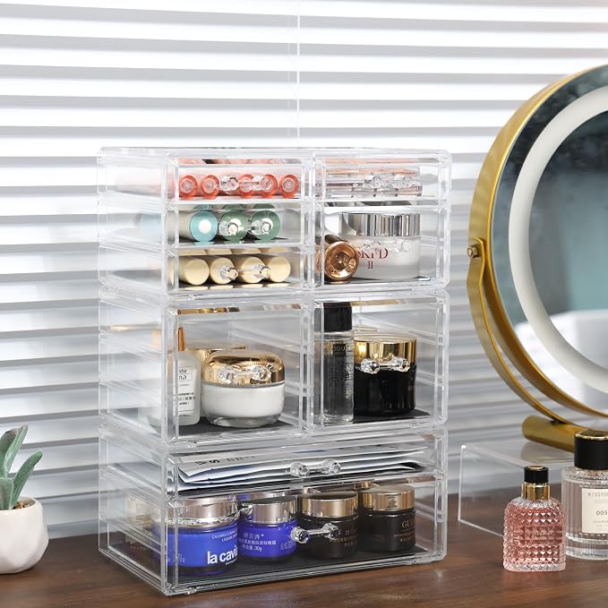 Cq acrylic Clear Stackable Storage Drawers, Plastic Makeup Organizer and - Image 9
