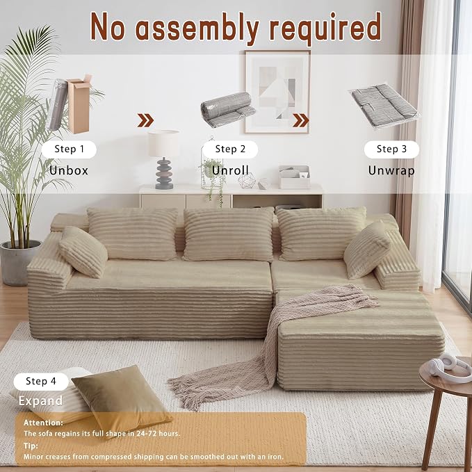 Korser 108" L-Shaped Modular Sectional Sofa - Image 7