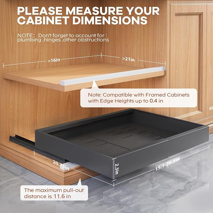 Seinloes 4 Pack Expandable Pull Out Cabinet Organizer 21" Deep - Image 3