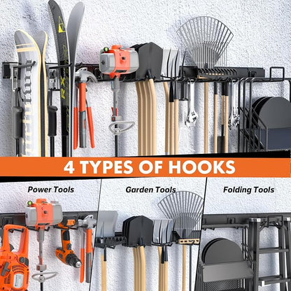 64 Inches Garage Storage, Garage Organization, Wall Mount Garden Tool Organizer - Image 3