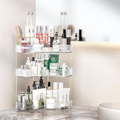 Makeup Organizer Countertop 3 Tier, Corner Bathroom Countertop Organizer by Pougny