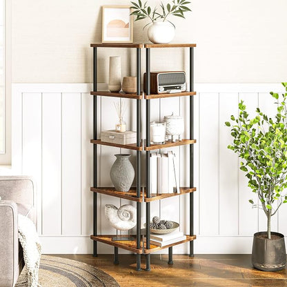 HOOBRO Corner Shelf Stand, Industrial 5-Tier Corner Bookshelf - Image 4
