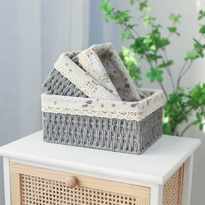 YRMT Macrame Storage Baskets Set of 3 Boho Decor Baskets - Image 7