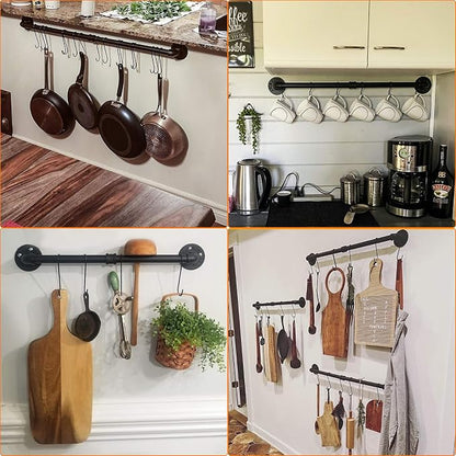 Toplife 39.4 inch Pot Rack, Kitchen Wall Mounted Detachable Pan Lid Utensils - Image 4