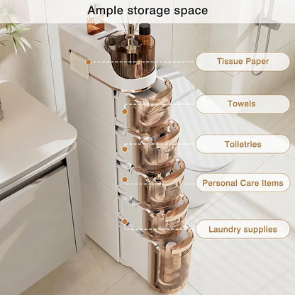 VECELO 5-Tier Slim Bathroom Storage Cabinet - Image 8