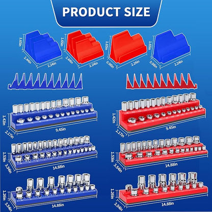 8PS Magnetic Wrench and Socket Organizer Set, Tool Trays 1/4", 1/2" Tool Box - Image 7