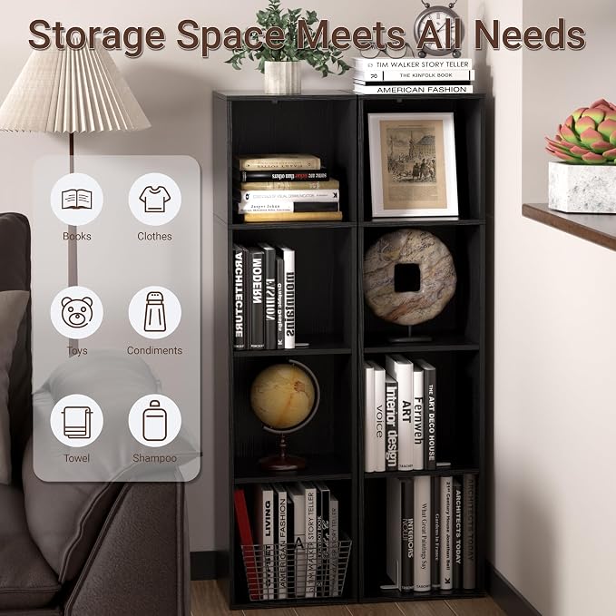 4 Cube Storage Organizer, 4 Tier Cube Low Bookcase Freestanding Storage Display - Image 5