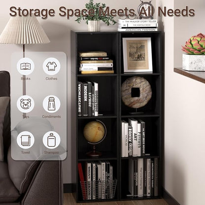 4 Cube Storage Organizer, 4 Tier Cube Low Bookcase Freestanding Storage Display - Image 5