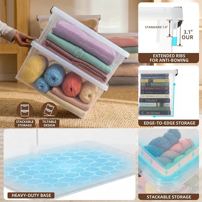 Citylife 33 Qt Ultra-Thick Clear Plastic Storage Bins - Image 4