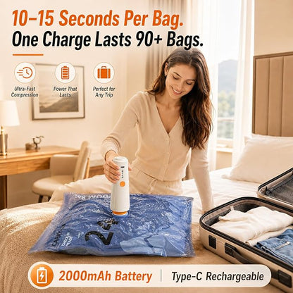 Vacuum Storage Bags with Rechargeable Cordless Pump, Space Saving Seal Bags - Image 3