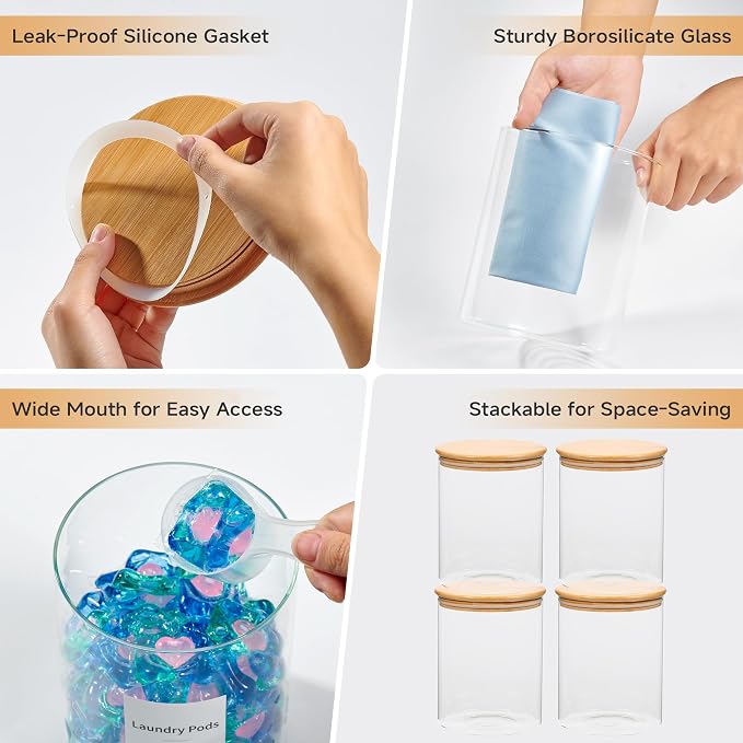 Glass Laundry Pods Container & Acrylic Dryer Sheet Holder - Image 5