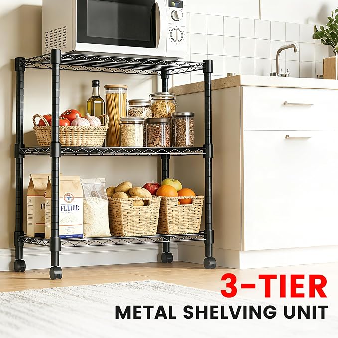 Xcity Storage Shelves, 3 Tier Heavy Duty Metal Shelving Unit - Image 3