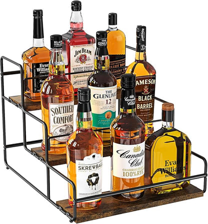 Nuovoware Liquor Bottle Display Shelf, 3-Tier Liquor Shelf, Carbon Steel Bar by NUOVOWARE