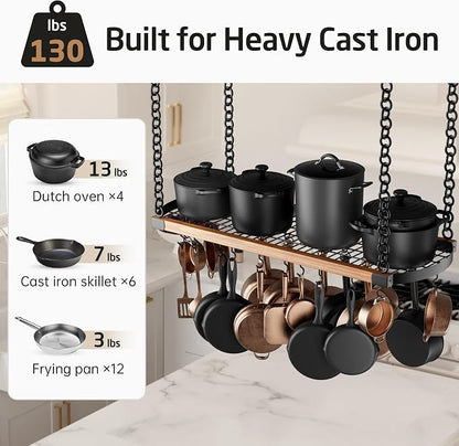 KES 48 Inch Large Hanging Pot Rack Ceiling Mount - Image 4