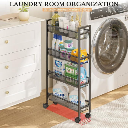 Slim Storage Rolling Cart, 4 Tier Narrow Cart - Image 6