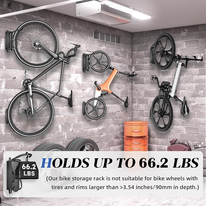 Goovilla Swivel Bike Wall Mount 2 Pack, Space Saving Bike Hangers - Image 7