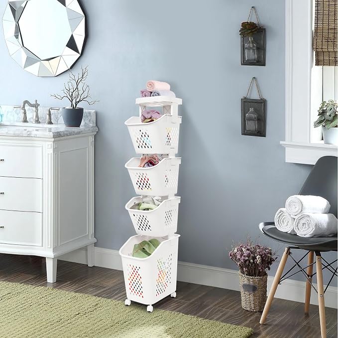 4-Tier Plastic Laundry Hamper Sorter - Image 2