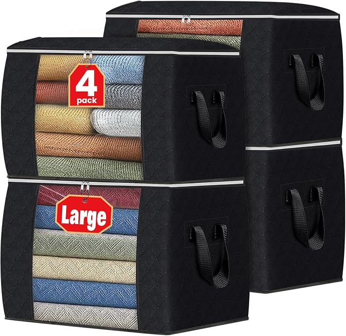 Fab totes 24 Gallons Clothes Storage, Foldable Thick Fabric Blanket Storage Bags by Fabtotes
