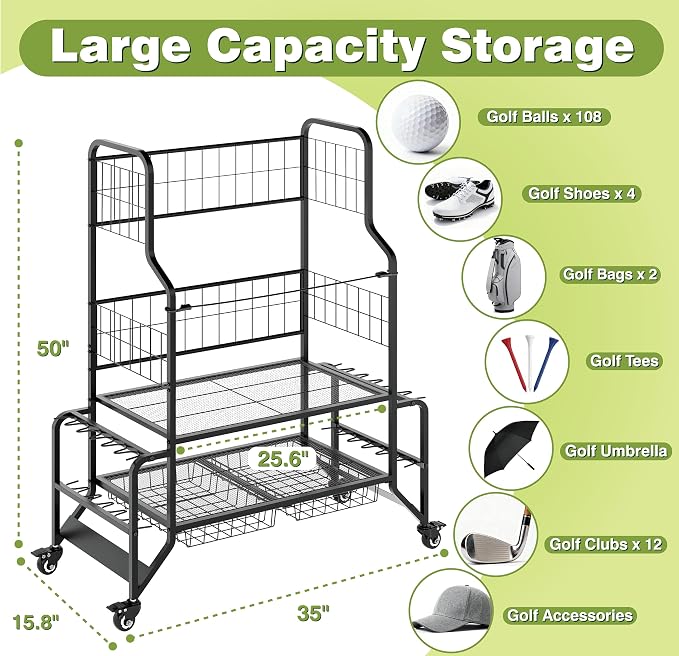 Heavy-Duty Golf Bag Storage Garage Organizer - Image 8