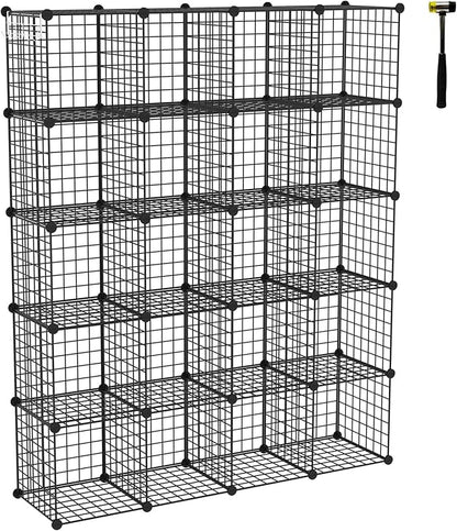 C&AHOME Wire Cube Storage, 20-Cube Organizer Metal, Wire C Grids Storage by CAHOME