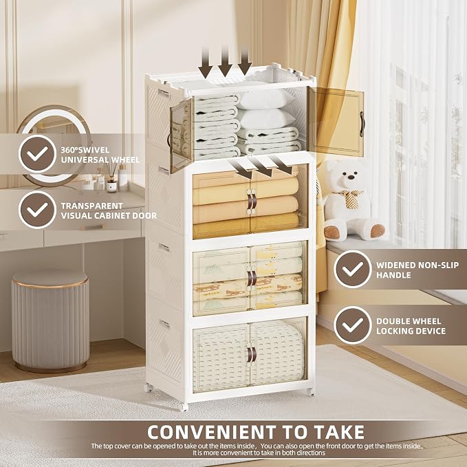 416 QT / 104 Gal Large Foldable Stackable Plastic Storage Cabinet - Image 6