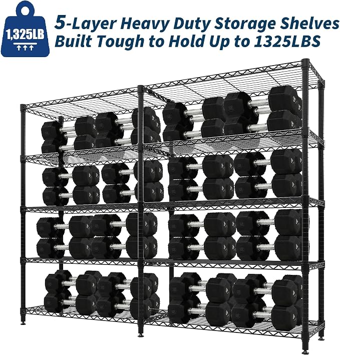 Garvee Metal Storage Shelves Heavy Duty Metal Shelving, 5-tier Wire Shelving - Image 4