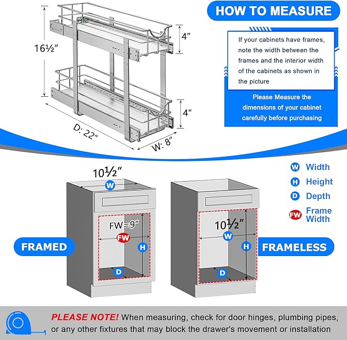 WelFurGeer 2-Tier Kitchen Cabinet Pullout Shelf and Drawer Organizer, Soft - Image 3
