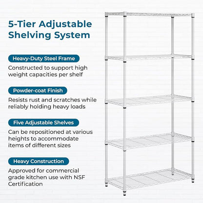 Honey-Can-Do 5-Tier White Wire Shelving Unit, 200 lb/Shelf, 000 lb total in a - Image 7