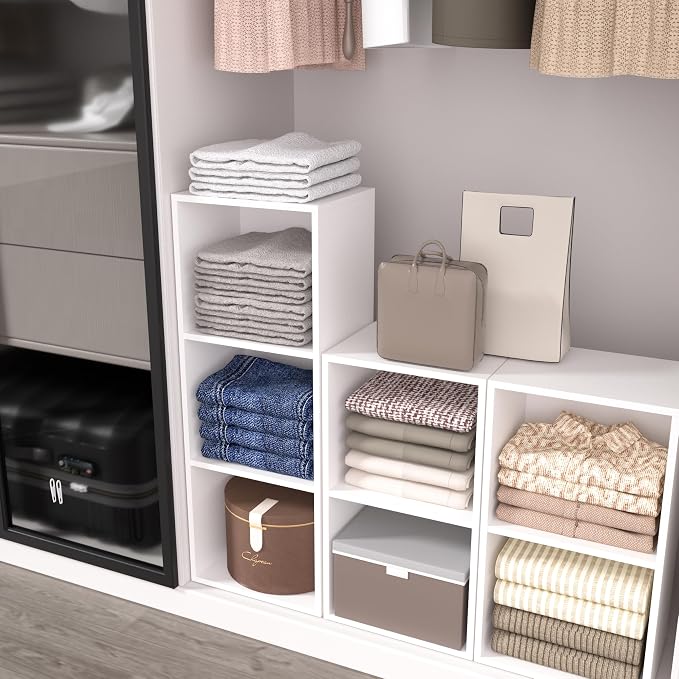 Wooden 2 Cube Storage Organizer, 2 Tier Storage Cubes Storage Display Cubby - Image 2